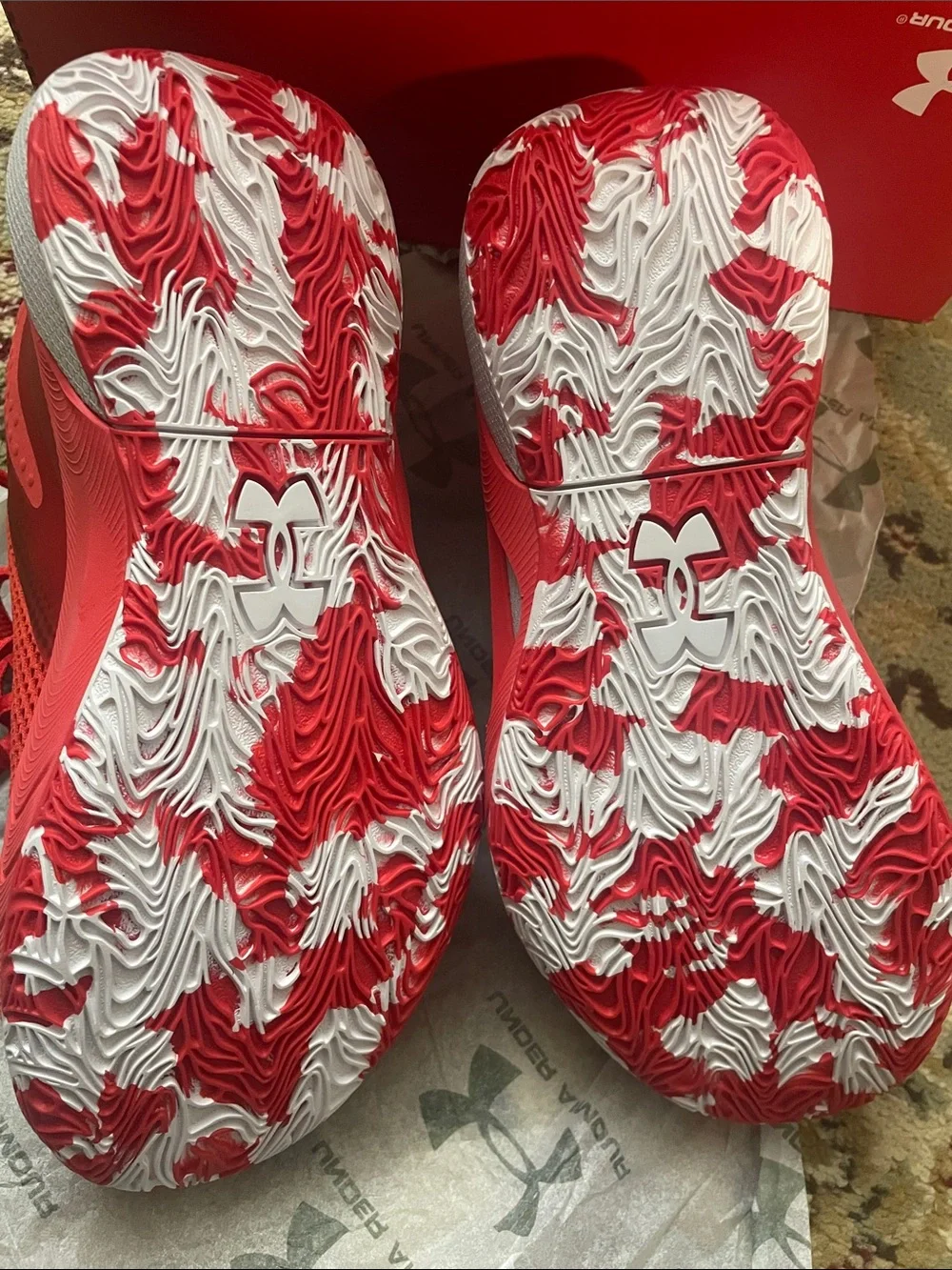 Under Armour Kids Red Mesh Lace-Up Athletic Sneakers